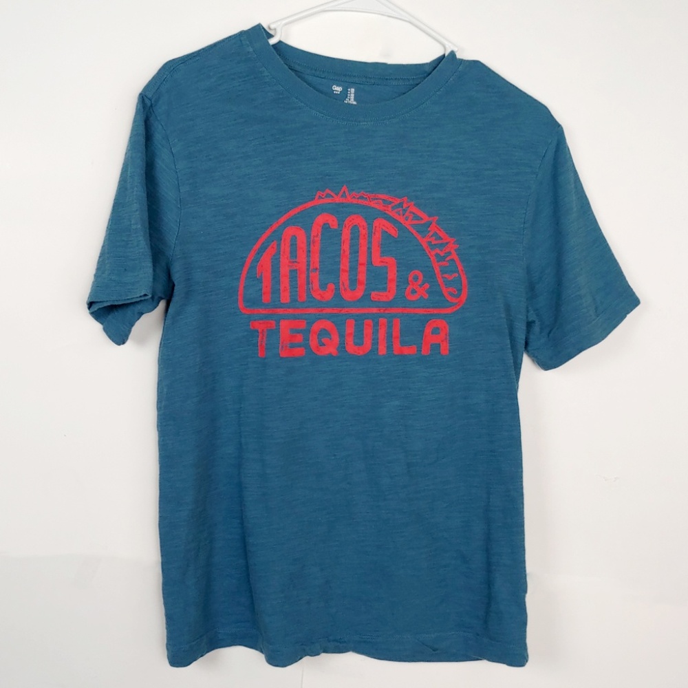 GAP Graphic Tee Blue w/ Tacos & Tequila Graphic XS
